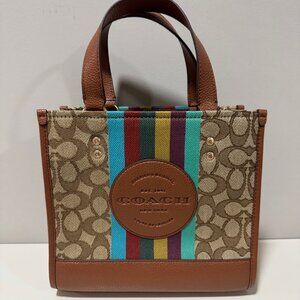 Coach Dempsey Tote Bag 22 In Signature Jacquard With Coach Patch And Stripe